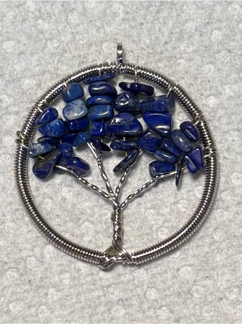 Blue Tree of Life Wire-Wrapped Pendant